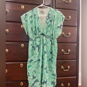 Green V neck dress